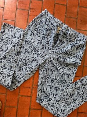 Chicos so slimming girlfriend ankle stretch SZ 00 blue & navy patterned